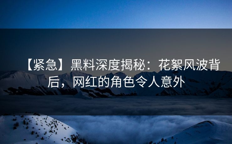 【紧急】黑料深度揭秘：花絮风波背后，网红的角色令人意外  第1张