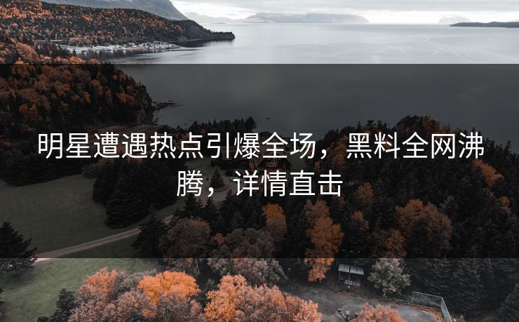 明星遭遇热点引爆全场，黑料全网沸腾，详情直击