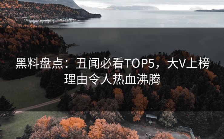 黑料盘点：丑闻必看TOP5，大V上榜理由令人热血沸腾  第1张