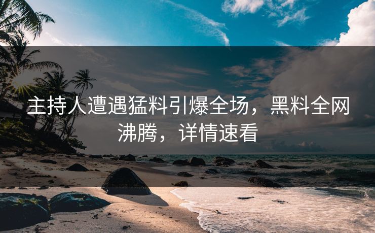 主持人遭遇猛料引爆全场，黑料全网沸腾，详情速看  第1张