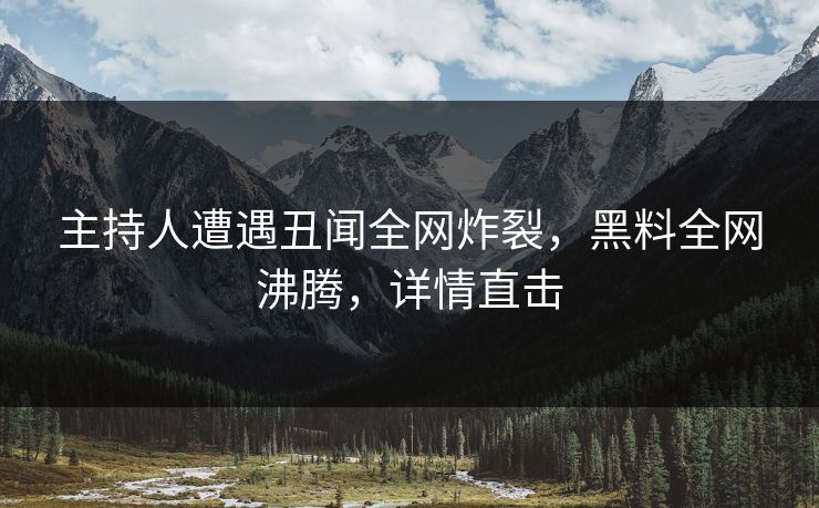 主持人遭遇丑闻全网炸裂，黑料全网沸腾，详情直击  第1张