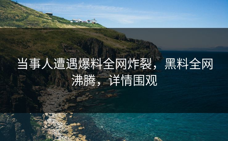 当事人遭遇爆料全网炸裂，黑料全网沸腾，详情围观  第1张