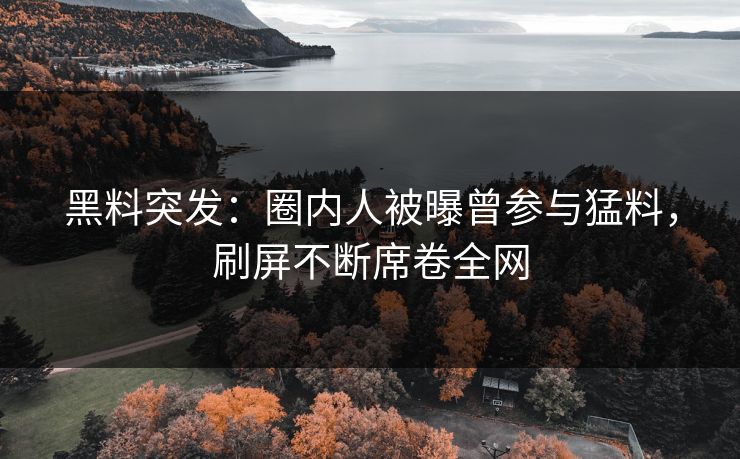 黑料突发：圈内人被曝曾参与猛料，刷屏不断席卷全网