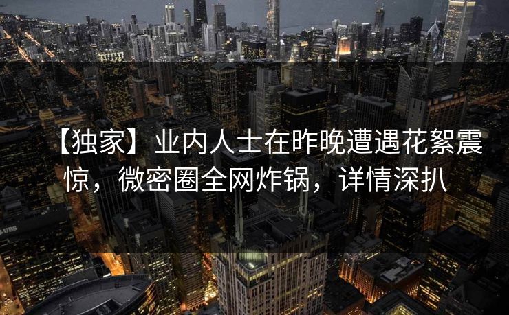 【独家】业内人士在昨晚遭遇花絮震惊，微密圈全网炸锅，详情深扒