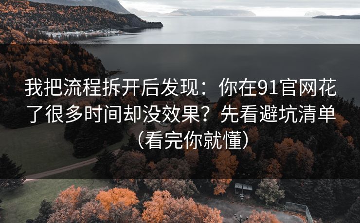 我把流程拆开后发现：你在91官网花了很多时间却没效果？先看避坑清单（看完你就懂）  第1张